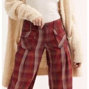 Free People Birch women's wide leg red pants size 0